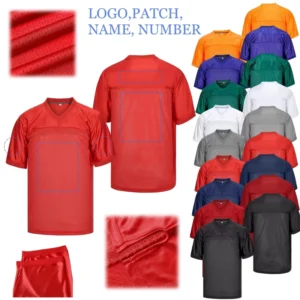 In Stock High Quality American Football Jersey Club Team Red Shirt Custom Logo Name Polyester Mesh Wear for Men Women Youth