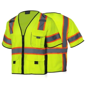 In Stock Polyester Class 3 Hi Vis Mesh Reflective Safety Vest Pockets Short Sleeve Jackets Breathable Customizable Logo Support