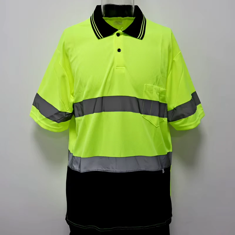 In Stock Safety Polo Shirt Reflective Construction Hi-viz Worker Wear Safety t Shirts Reflective with Pockets
