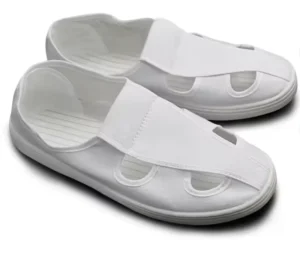 Industrial Anti-Static Canvas Safety Shoes, ESD Grounding, Non-Slip, White/Black