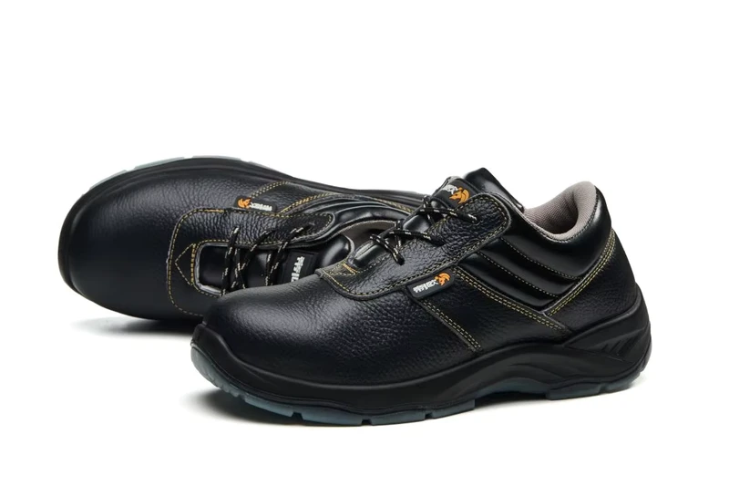 Industrial Puncture-Resistant Leather Mid-Cut Safety Shoes with Iron Insole and Steel Toe