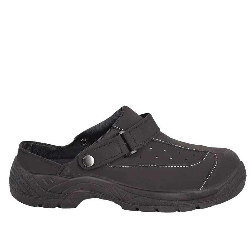 Industrial Safety Shoes Genuine Leather Upper Mesh Lining Steel Toe Shoelace Unisex Summer Low-Top Breathable
