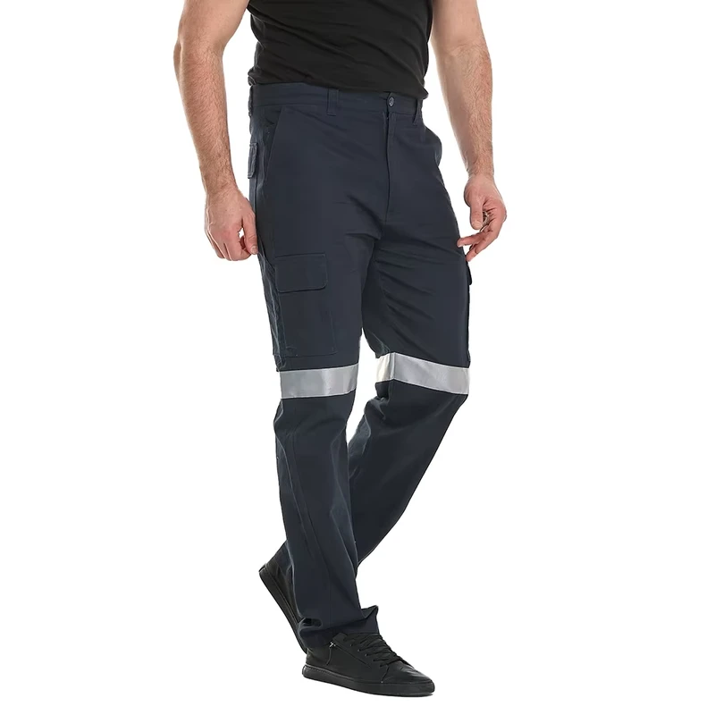 Industrial Safety Workwear Multi Tool Pocket Cargo Pants Hi Vis Reflective Road Construction Field Work Pants