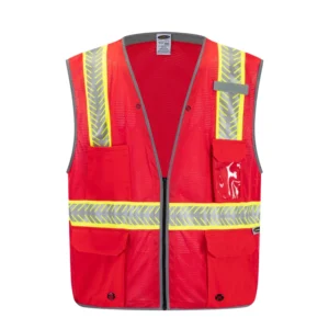 Industrial Security Construction Workwear Reflective Hi Vis ANSI Safety Vest with Pockets