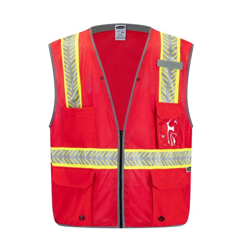 Industrial Security Construction Workwear Reflective Hi Vis ANSI Safety Vest with Pockets