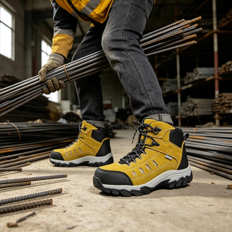 Industrial Steel Toe Safety Boots for Work Slip Resistant Rubber Sole Puncture Resistant