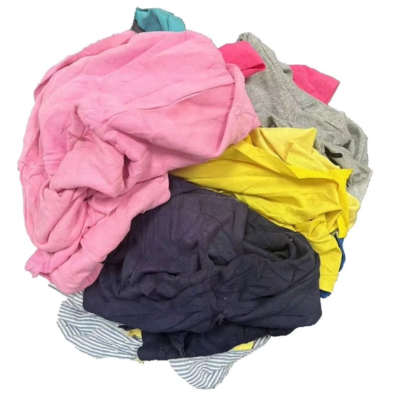 Industrial T shirt Cotton Waste Rags Used Cleaning Colored Mixed Color High Absorbency 100% Cotton 25 Lb Bales