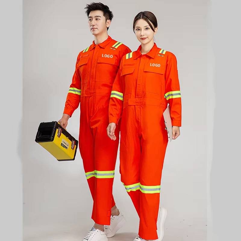Industry Mining Mechanics Engineer Cotton Overall Work Clothes Cargo Pocket High Vis Reflective Coverall Uniform