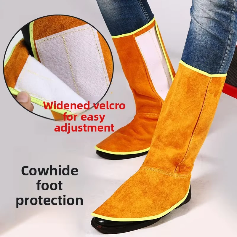Insulated Cowhide Welding Foot Protection Strengthened Burn Prevention