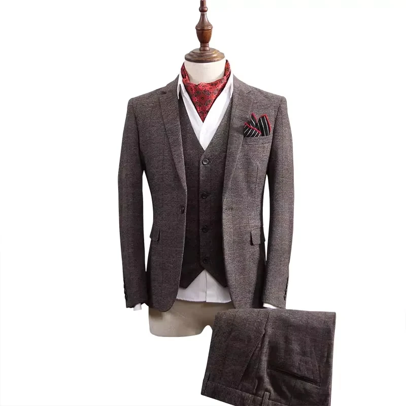 Italy Style Custom Hand Made Tailor Suit Made to Measure Men Suit Fishbone Grain