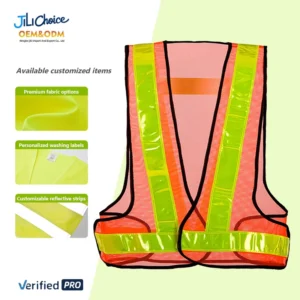 J&L OEM Fiber Optic Safety Vest Equipment Waterproof Raincoat Protective Vest Jacket Reflective Rain Coat Safety Clothing