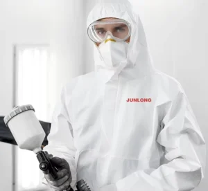JUNLONG Disposable Cleanroom Coveralls White Tyvek Material Anti-Chemical Anti-Static Level B Splash-Protective Suit Regular Fit
