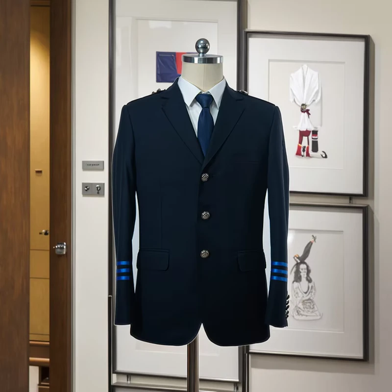 JXKRSZF OEM Custom Blue 100% Polyester High Quality All Season Airline Pilot Aviator Uniforms