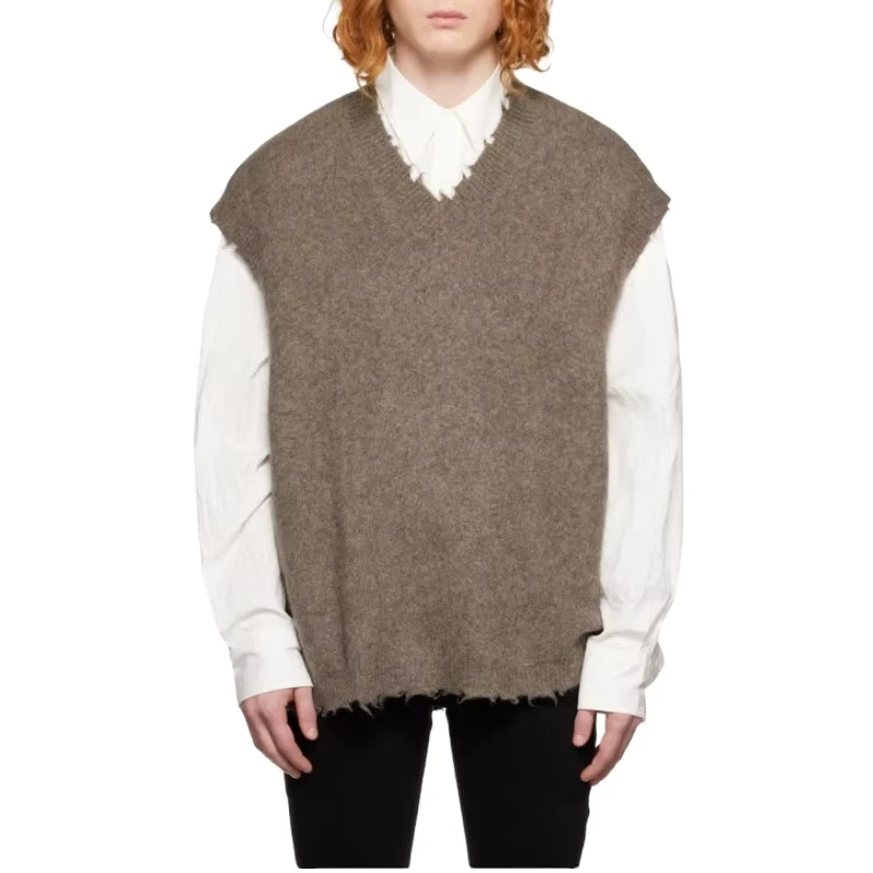 Jacquard Knitting Sweater Vest Custom LOGO OEM & ODM Fashion Men's Knitted Vest