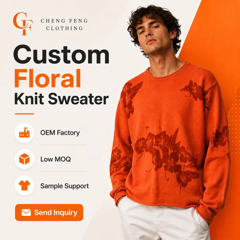 Jacquard Sweater Knit Floral Mens Wool Oversized Vintage Custom Tee Checkerboard Abstract Jacquard Sweater
