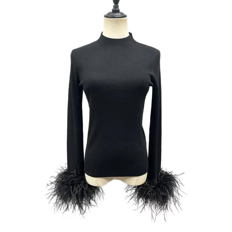Jancoco-Winter-Spring-Knitted-Sweater-Loose-Women-Ostrich-Fur-Sweater