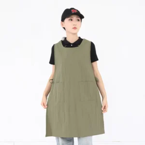 Japanese Cooking One Size Taslon Fabric Sleeved Bib Apron for Cleaning