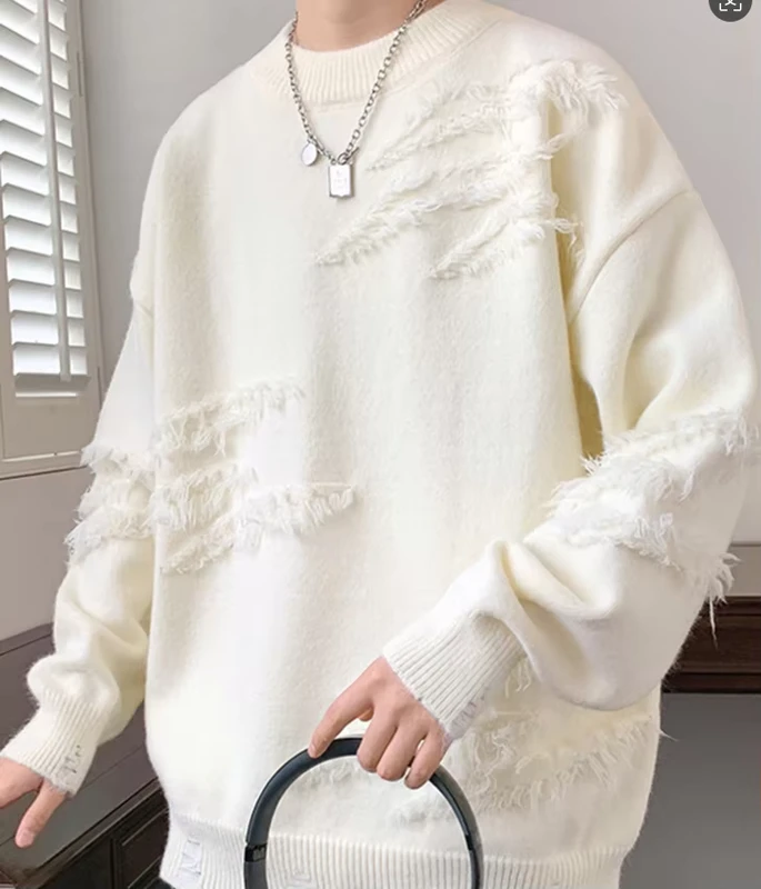 Japanese-Retro-Loose-Knit-Mens-Neck-Sweater-Casual-Autumn-Button-Decoration-Single-Breasted-Jacket-Front-Logo