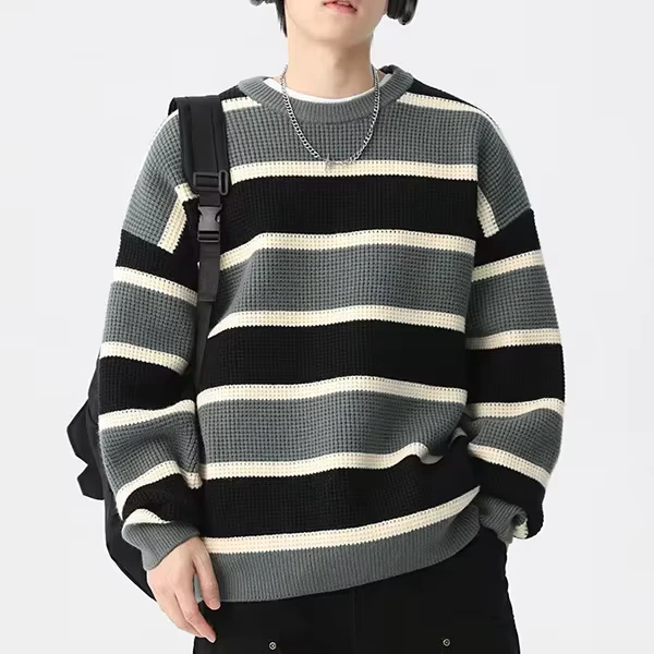 Japanese-Retro-Striped-Contrasting-Sweaters-MenS-Trendy-Brand-Jackets-Lazy-Coats-Loose-Casual-Knits-Custom-Sweater