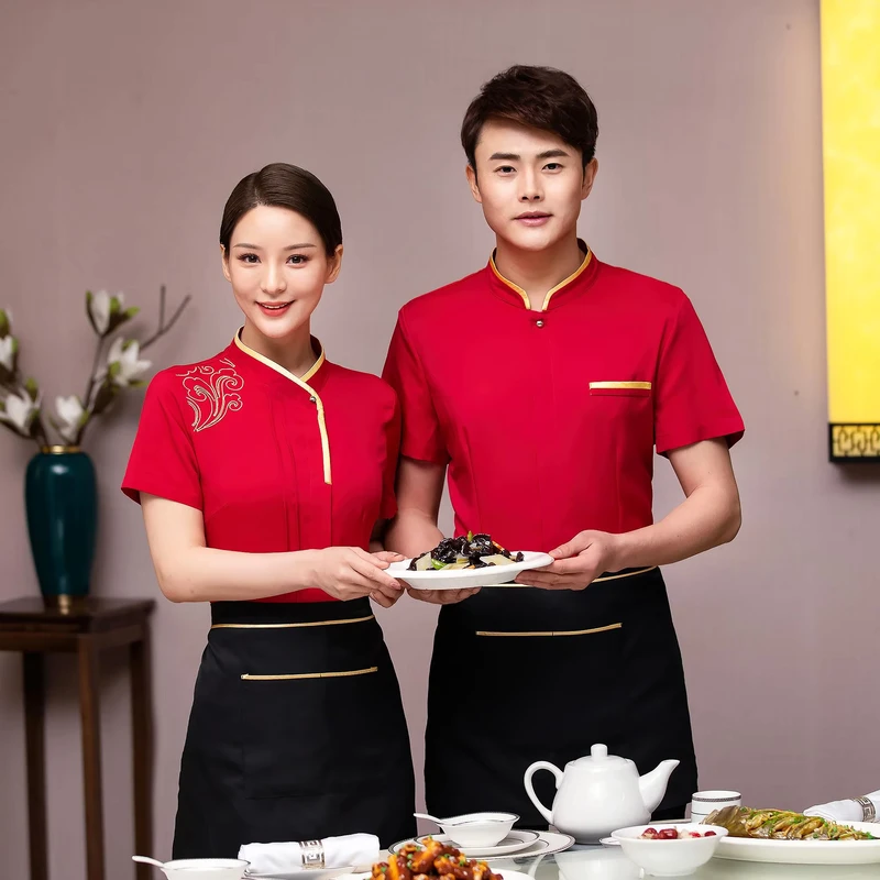 Japanese Western Polyester Unisex Waiter Waitress Work Coat Restaurant Uniform Set