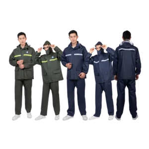 Jecool Two piece Heavy Duty Waterproof Rain Suit Set PVC Motorcycle Cycling Outdoor Work Reflective Classic Jacket Pants For Men