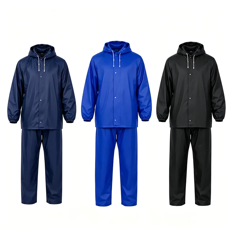 Jecool Universal 0.2mm Thick 100% PVC 2 Piece Rain Suit (Jacket + Pants) 1kg Total Weight 5000mm H2O Waterproof Heavy Stormproof