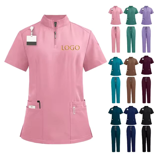 Jersey Hospital Scrubs Uniforms for Nurse Beauty Dental Salon Use Custom Logo 94% Polyester 6% Spandex Needle Detection Straight