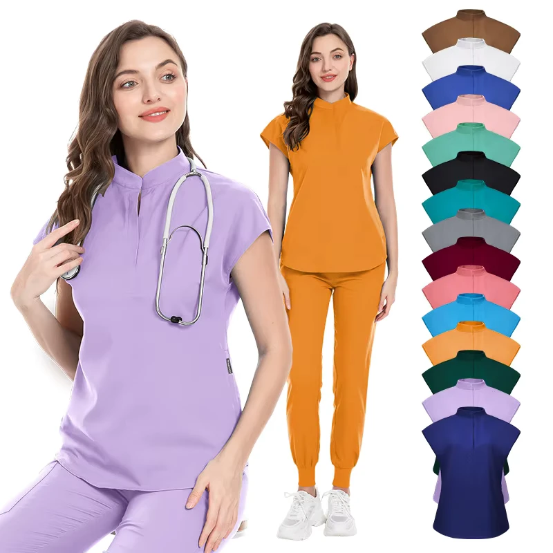 Joggers Hospital Uniforms for Women Nurse Scrubs Sets Comfort Stretch Fashion Scrubs Short sleeve Workwear High quality Fabric