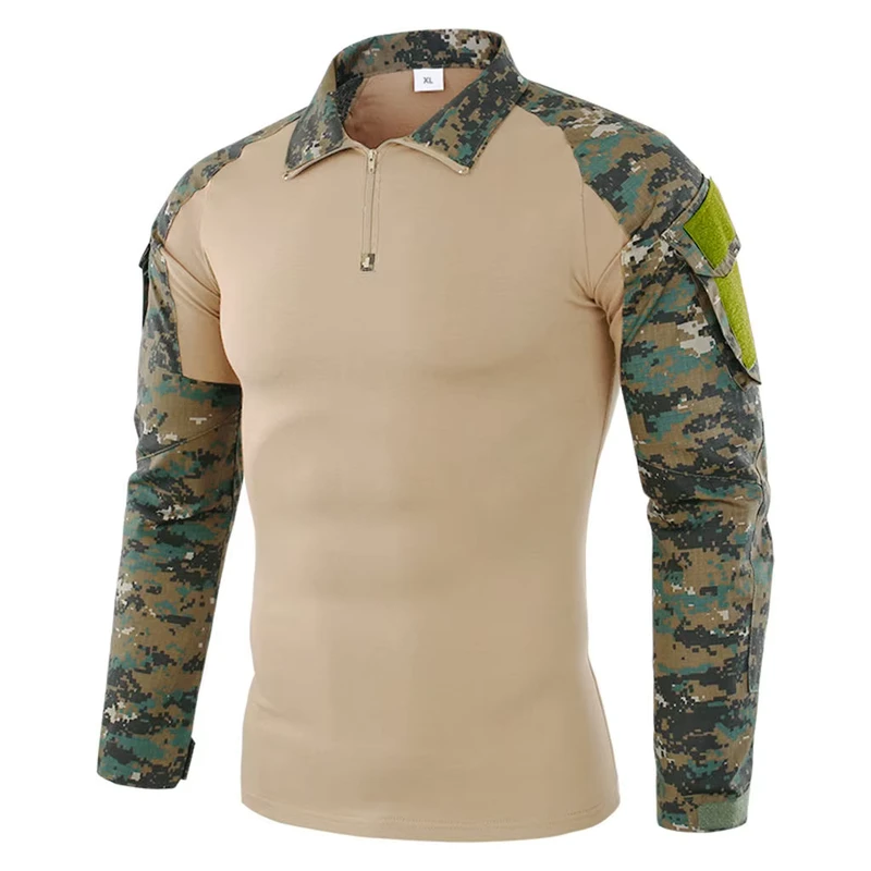 Jungle Digital Green Long-Sleeve Tactical Frog Suit with Padded Arms