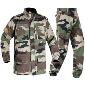 Jungle Green Ripstop F1/F2 France Tactical Uniform, TC 65/35, with Button Pocket and Adjustable Fit