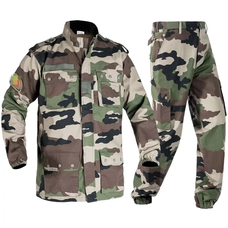 Jungle-Green-Ripstop-F1-F2-France-Tactical-Uniform-TC-65-35-with-Button-Pocket-and-Adjustable-Fit