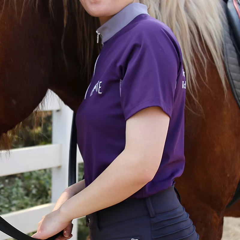KS004 Professional Equestrian Shirts with Vent Summer Equine Clothing Equestrian 1/4 Zip up Short Sleeves Shirts