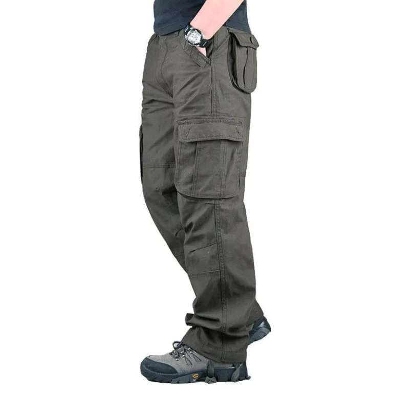 Khaki-Drawstring-Stretch-Waterproof-Cargo-Pants-for-Men