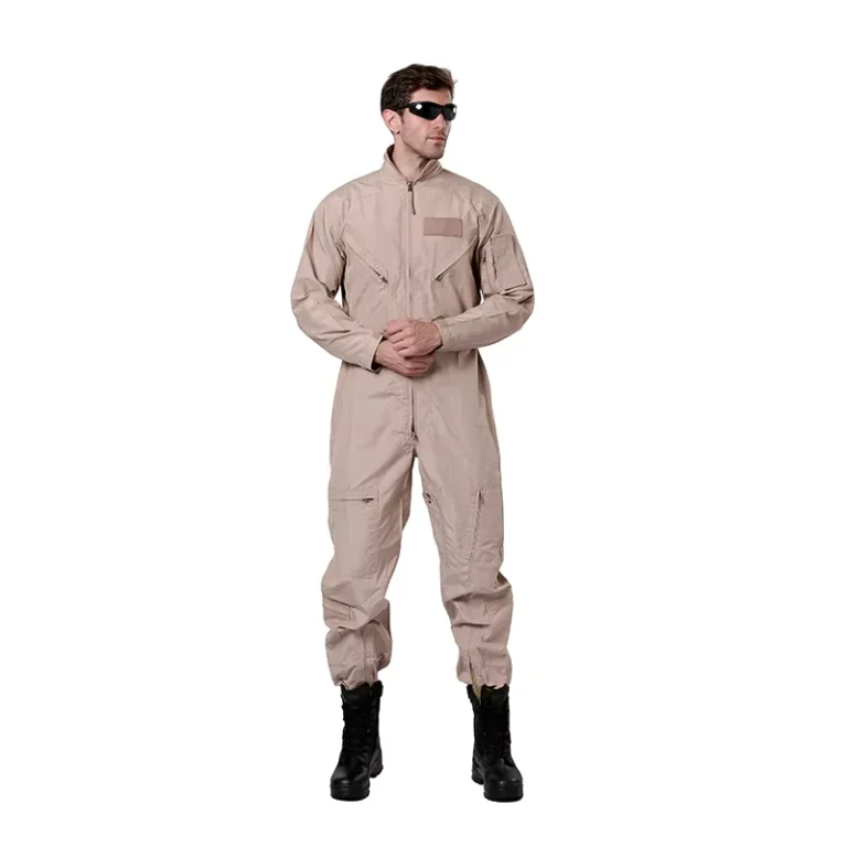 Khaki-Flame-Retardant-Flying-Suit-Multi-Pockets-Pilot-Suit-Adjustable-Magic-Tape-Cuff-Fireproof-Flight-Suit