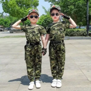Kids’ Camouflage Performance Costume Training Outfit for Outdoor Activities