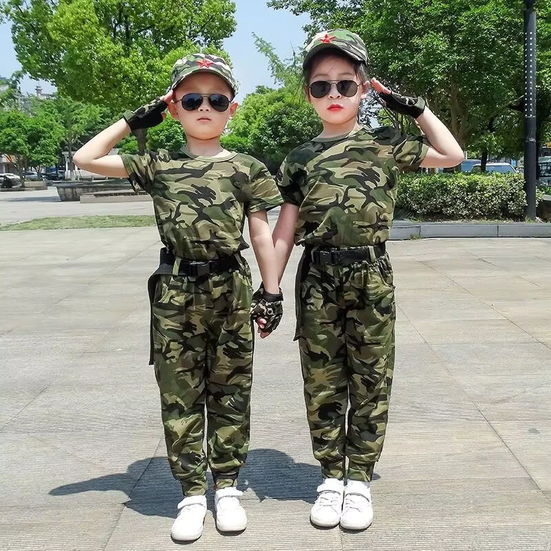 Kids' Camouflage Performance Costume Training Outfit for Outdoor Activities