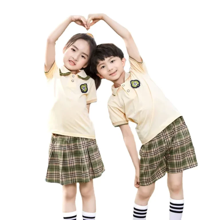 Kids-Cute-Yellow-Cotton-Fabrics-Summer-Kindergarten-Primary-Secondary-School-T-Shirt-Uniform-Designs-Pre-School-Uniforms