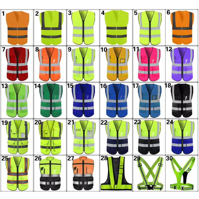 Kids' High Visibility Reflective Safety Vest Zip Pockets