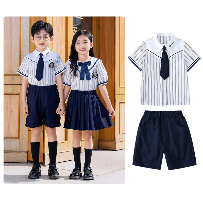 Kindergarten Elementary School Uniform Class International School Suit Blue Stripe Uniform