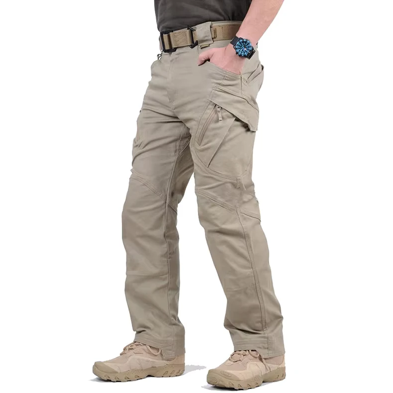 Kippo Men's Plus Size Cargo Pants Multi-pocket Outdoor Wear Resistant Loose Waterproof Fishing Mountaineering Travel Pants