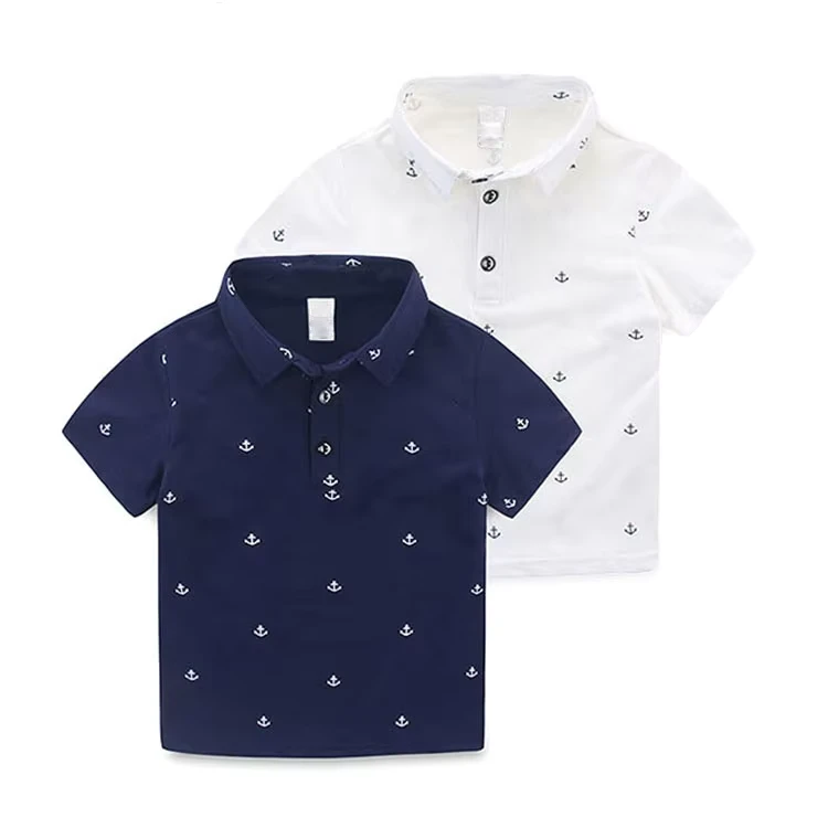 Knitted Cotton Polo Shirt for Boys Summer Printing