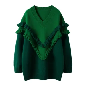 Knitted Long Sleeve Loose Fit Casual Women’s O Neck Pullover Sweater Winter 100% Polyester