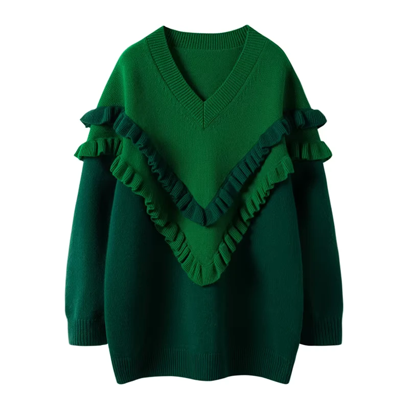 Knitted Long Sleeve Loose Fit Casual Women's O Neck Pullover Sweater Winter 100% Polyester