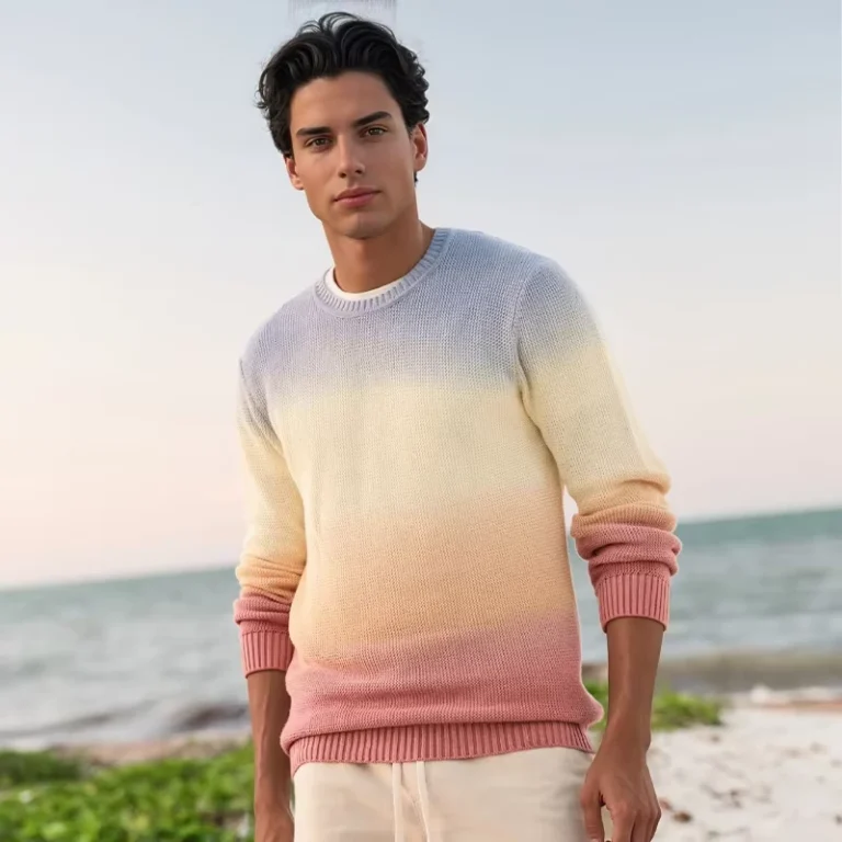 Knitted-Ombre-Crew-Sweater-Men-Sweater