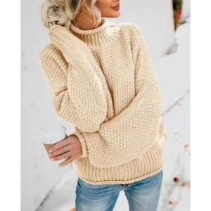 Knitwear Manufacturer Customized Fried Dough Twists Elegant Casual Loose Sweater Winter Knitting Sweater Women