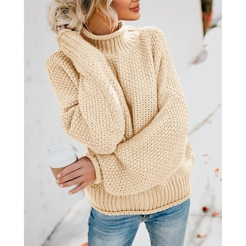Knitwear Manufacturer Customized Fried Dough Twists Elegant Casual Loose Sweater Winter Knitting Sweater Women