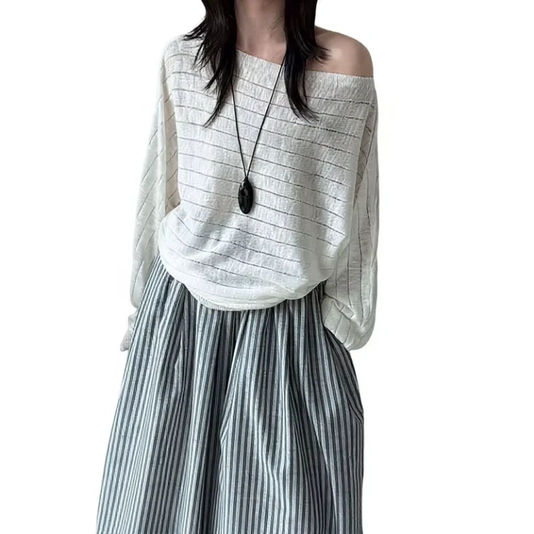 Korean-style-Relaxed-fit-Soft-Long-sleeve-Knit-Sweater-Womens-Halter-Pullover