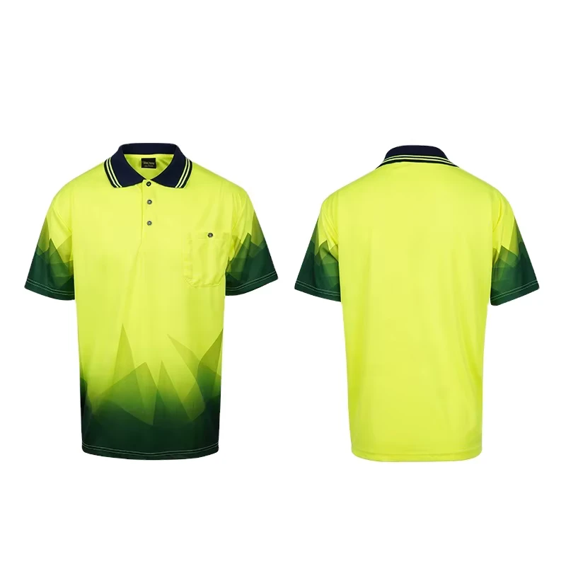 LX High Visibility Reflective Fluorescent Polo Shirt for Men Short Sleeved Polyester Customized Logo