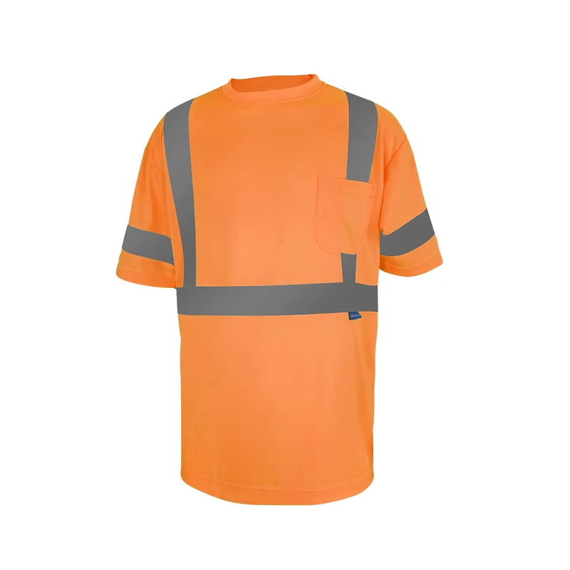 LX Stock Hi Vis Short Sleeved Reflective T Shirt Low MOQ Orange Safety Polo Shirt Custom Logo Reflective Safety T Shirt for Man
