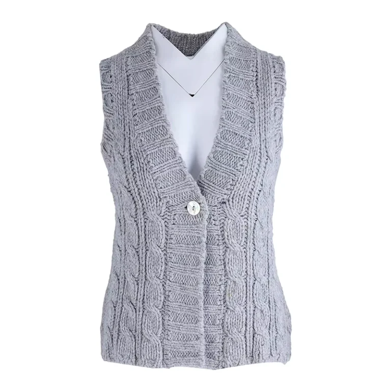 Ladies-Formal-Grey-Sleeveless-Knitted-Wool-Vest-Sweater